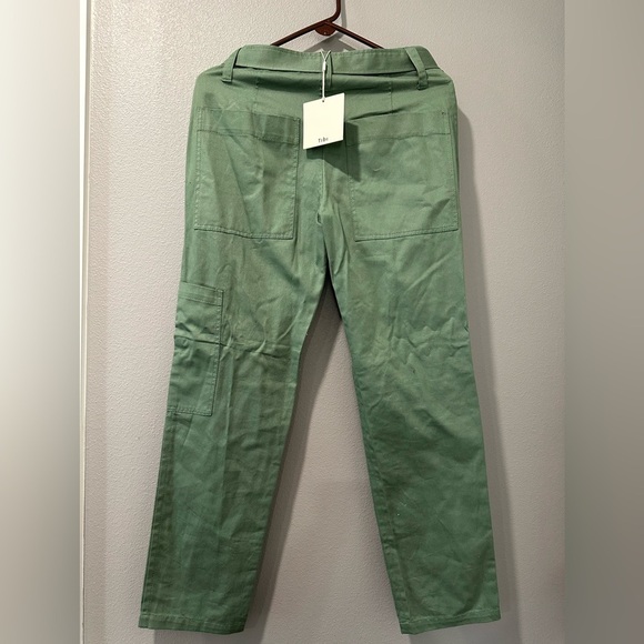 New🔥🔥🔥TIBI Preppy Tie-Waist Cargo Pants, Green, Size 2 - Picture 4 of 9